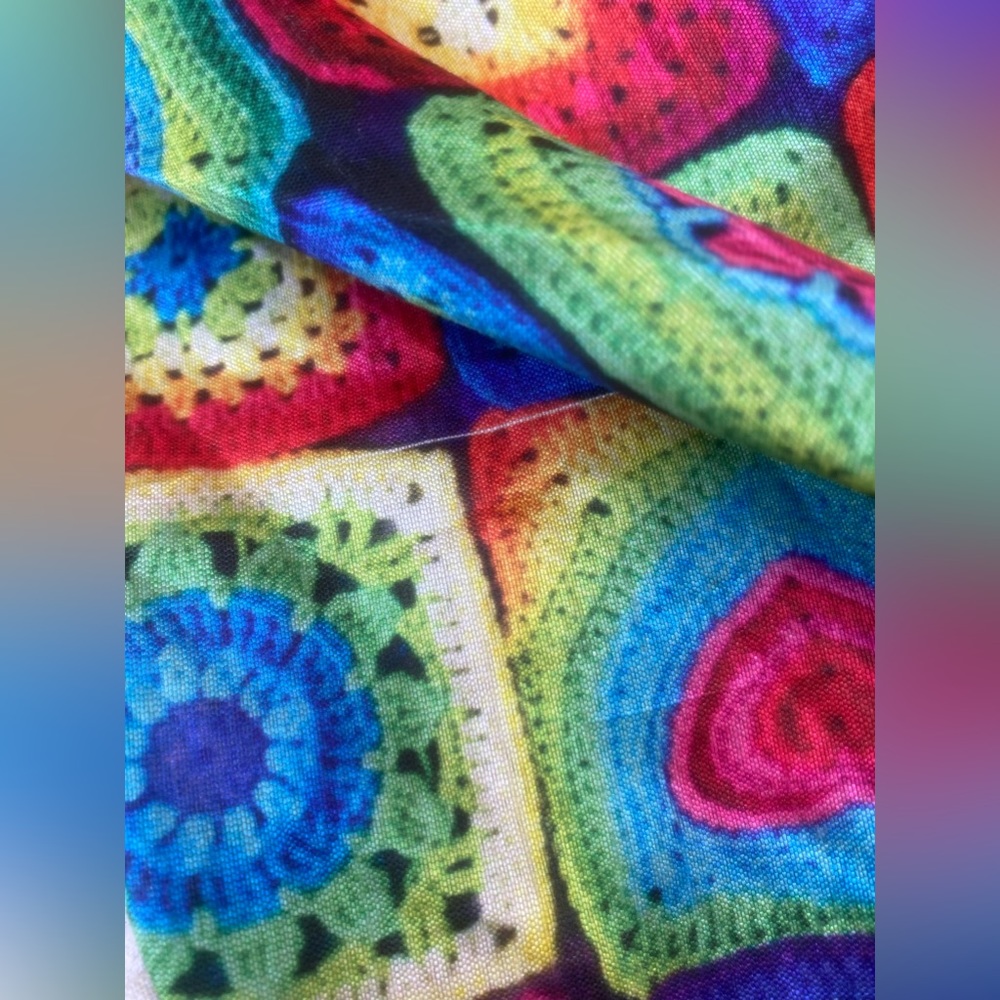 Patchwork Granny Square Print Full Lined Skirt - image 8